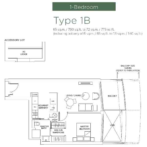 Marina One Residences 1 Bedroom Floorplan | Singapore Luxury Condominium for Sale