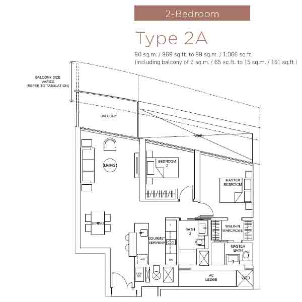 Marina One Residences 2 Bedroom Floorplan | Singapore Luxury Condominium for Sale