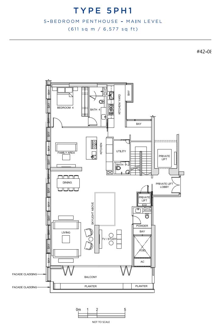 South Beach Residences 5Bedroom Penthouse Floor plan | Singapore Luxury Condominium for Sale